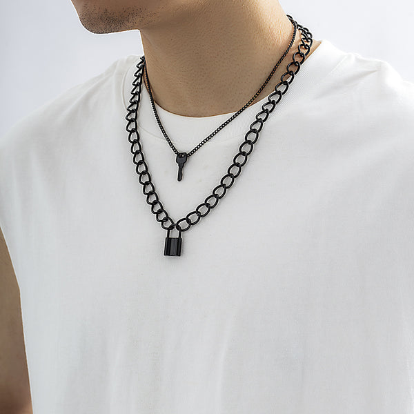 Black Gothic Style Padlock Pendant Necklace