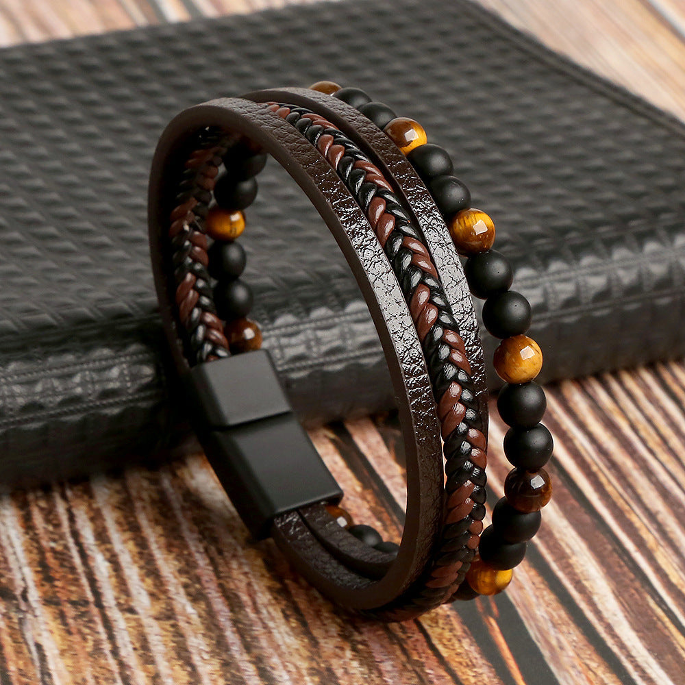 Multi-layer Hand Woven Bracelet Natural Stone Alloy