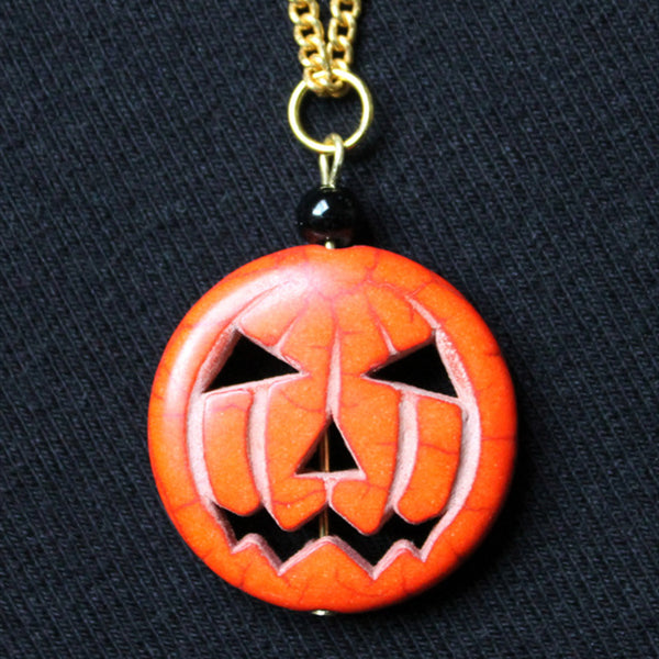 Fashionable And Exquisite Pumpkin Head Pendant Necklace Dark Bat