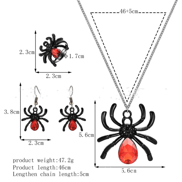 Spider Necklace Ring Live Earring Set
