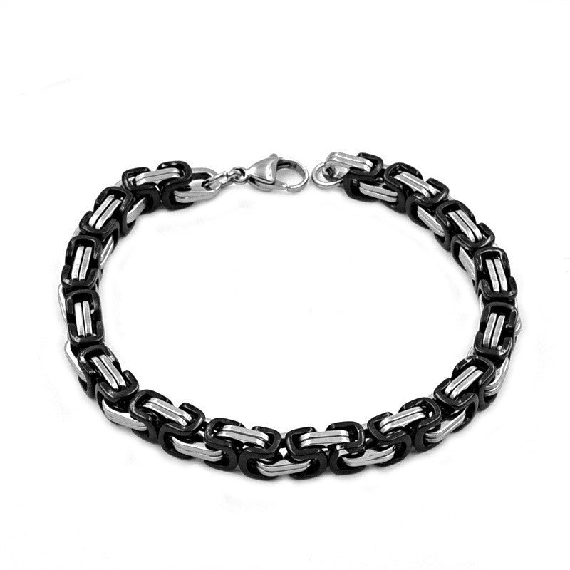 Stainless Steel Men's Byzantine Bracelet Monarch Emperor Chain Bracelet