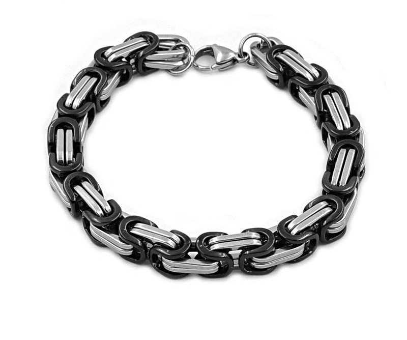 Stainless Steel Men's Byzantine Bracelet Monarch Emperor Chain Bracelet