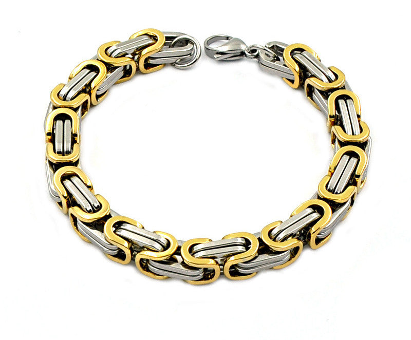 Stainless Steel Men's Byzantine Bracelet Monarch Emperor Chain Bracelet