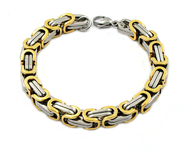 Stainless Steel Men's Byzantine Bracelet Monarch Emperor Chain Bracelet