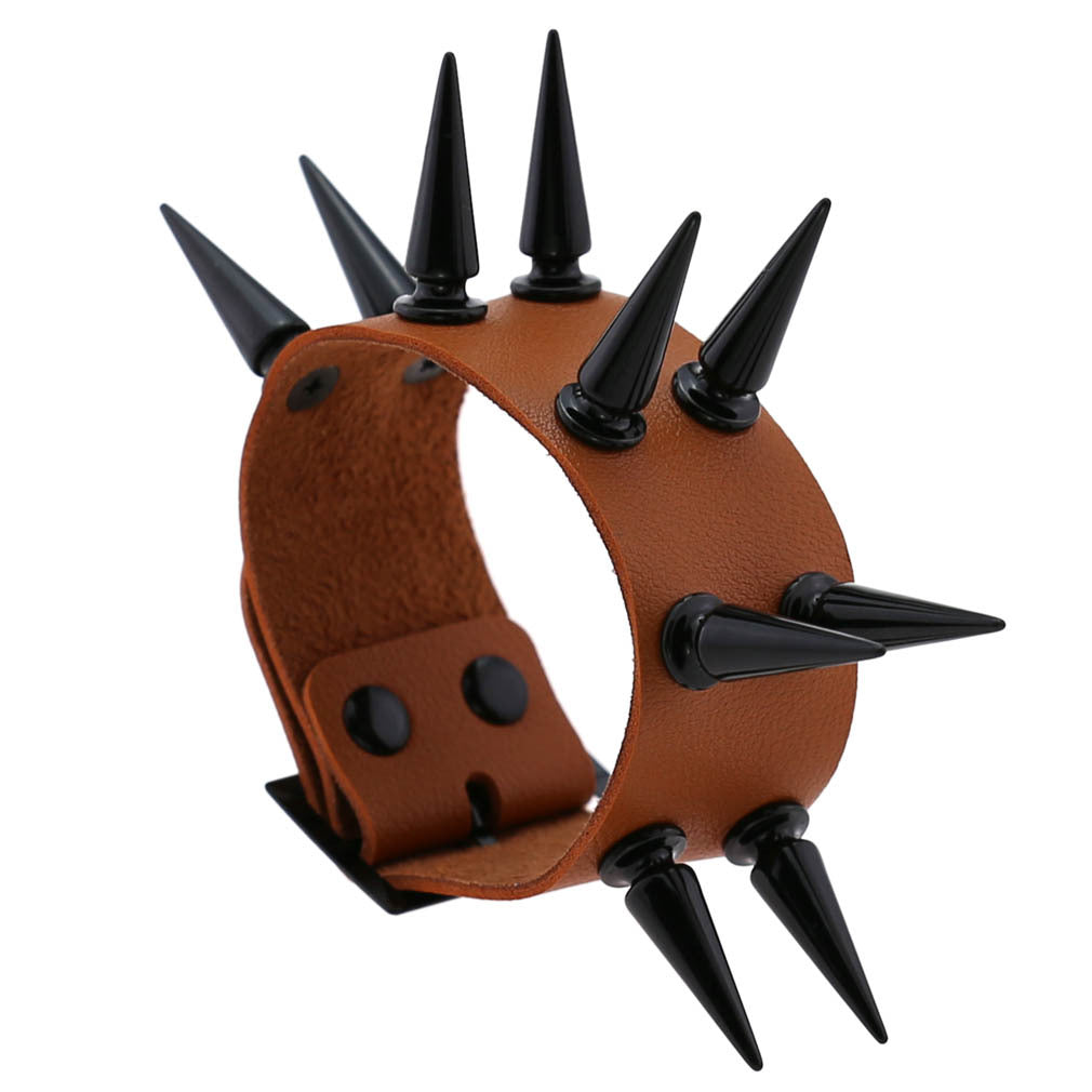 Emo Spike Bracelet Vegan Leather Punk Bracelets Goth Girl Boy Cuff Bangle