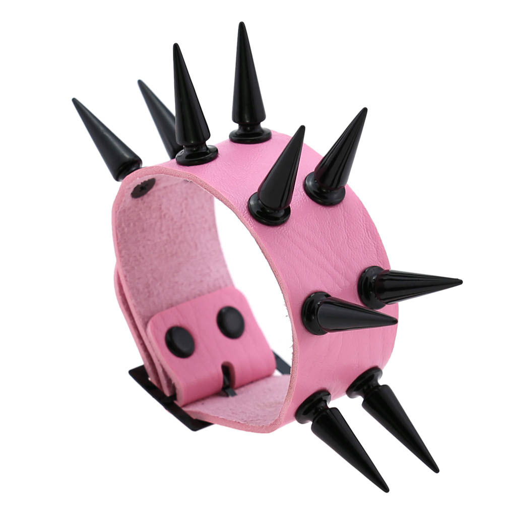 Emo Spike Bracelet Vegan Leather Punk Bracelets Goth Girl Boy Cuff Bangle