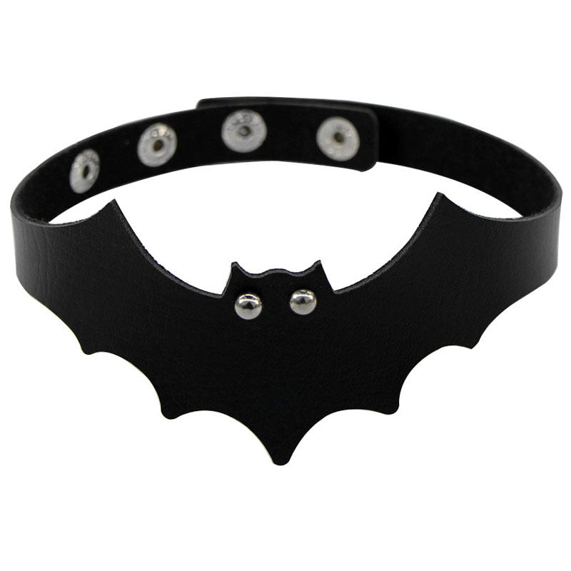 Punk PU Leather Bat Wing Collar