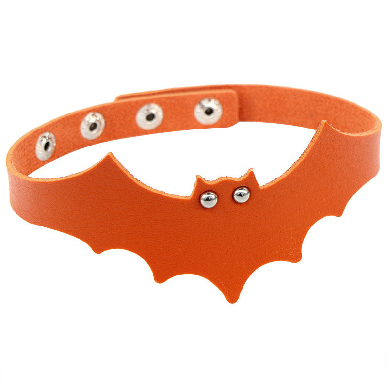 Punk PU Leather Bat Wing Collar