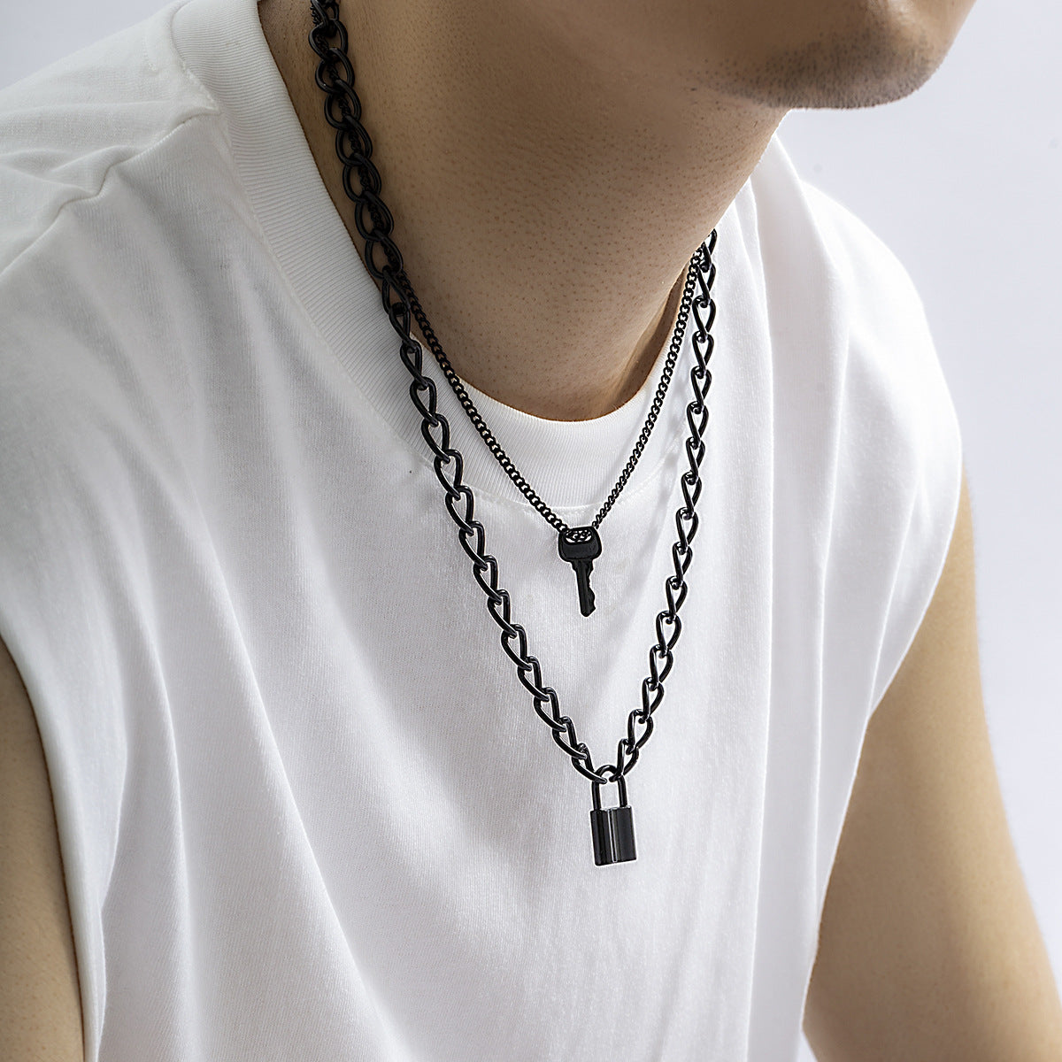 Black Gothic Style Padlock Pendant Necklace