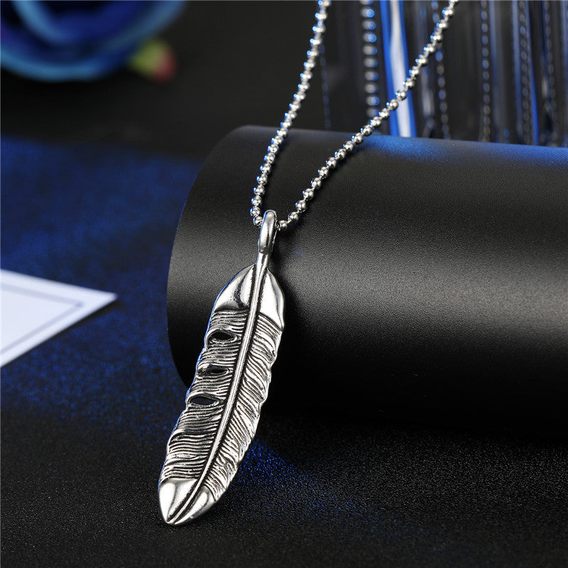 Personalized Retro Feather Maple Leaf Playing Card Necklace