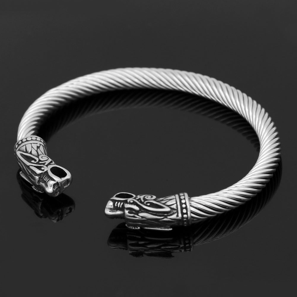 Pirate stainless steel vintage double head dragon bracelet