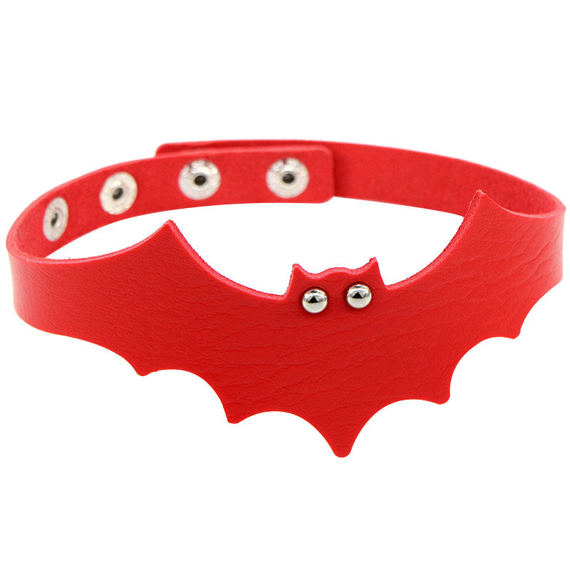 Punk PU Leather Bat Wing Collar