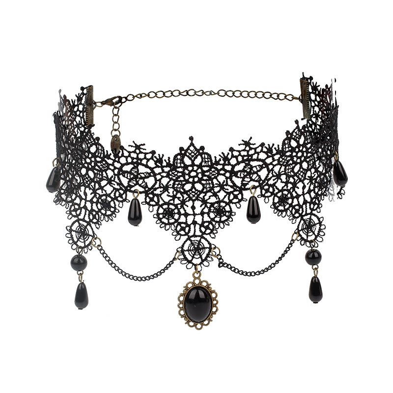Cross-border Accessories Multi-layer Tassel Lace Collar Gothic Lolita Vintage Choker Necklace