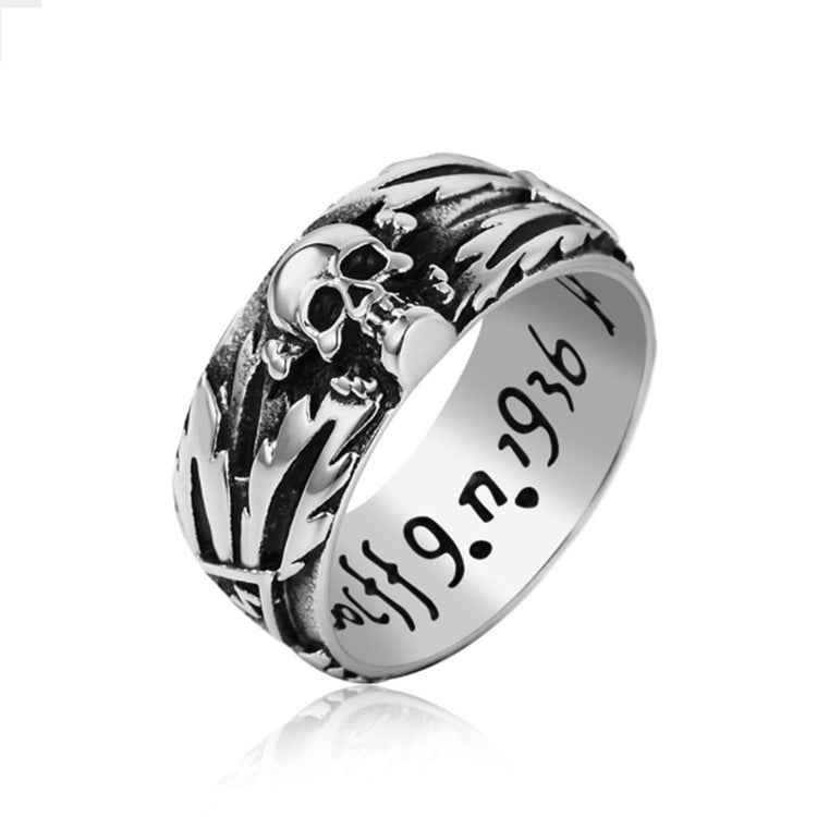 Punk Engraved Skull Statement Ring