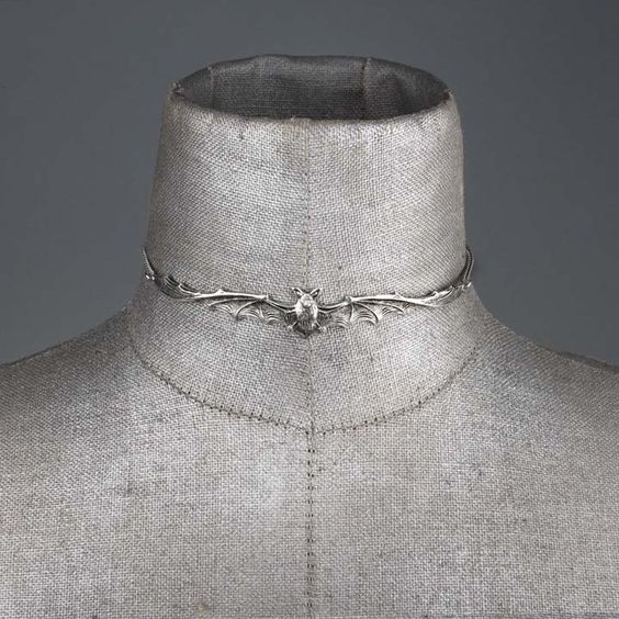 Gothic Large  Wing Flying Bat Collar Ghost