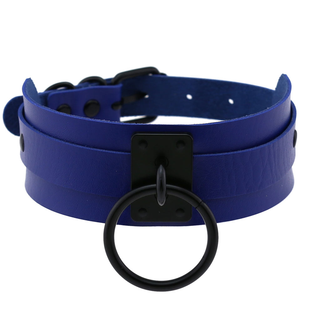 Harajuku Gothic PU Leather Black Rings Collar Bandana