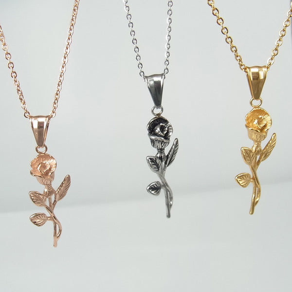 Stainless Steel Gold Roses Necklace For Men New Fashion Gold Cross Pendent With Chain Necklace Jewelry Men Necklace