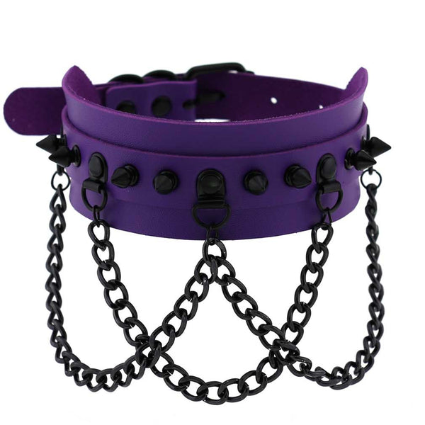 Harajuku Gothic PU Leather Black Rings Collar Bandana
