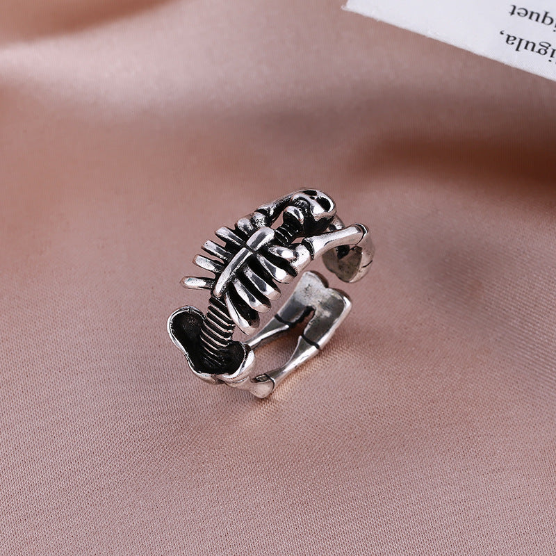 Women's Vintage Heavy Duty Distressed Skull Shape Ring