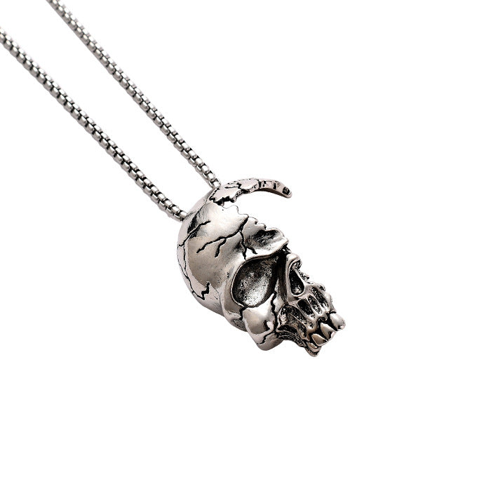 Personality Fashion Male Trendsetter Half Face Skull Pendant European And American Exaggerated Punk Hip Hop Street All-match Hanging Ornaments
