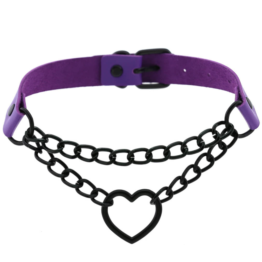 Harajuku Gothic PU Leather Black Rings Collar Bandana