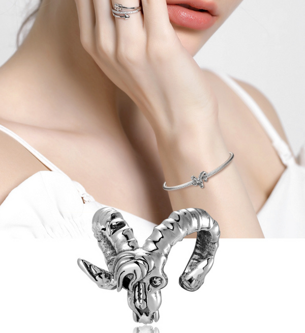 Goat Head Beads Goth Wind Silver