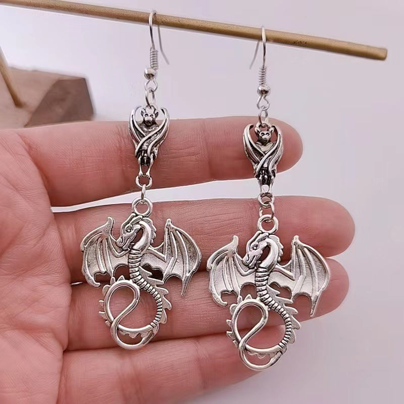 Simple New Three-color Dragon Earrings With Open Wings