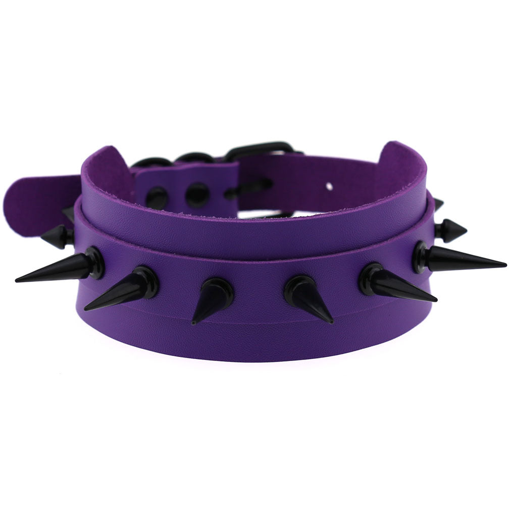 Harajuku Gothic PU Leather Black Rings Collar Bandana
