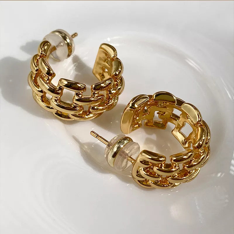 Hemp Chain Woven Circle  Earrings