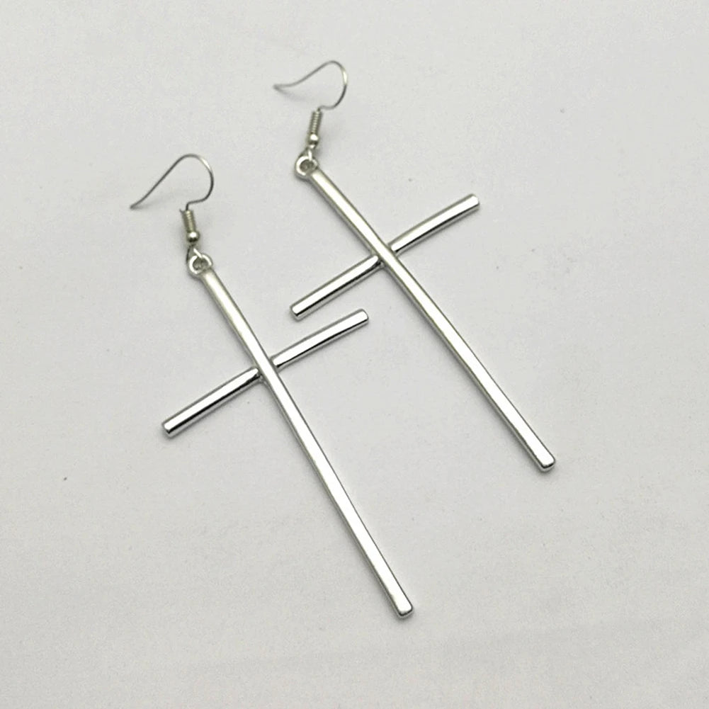Ethnic Big Cross Long Earrings