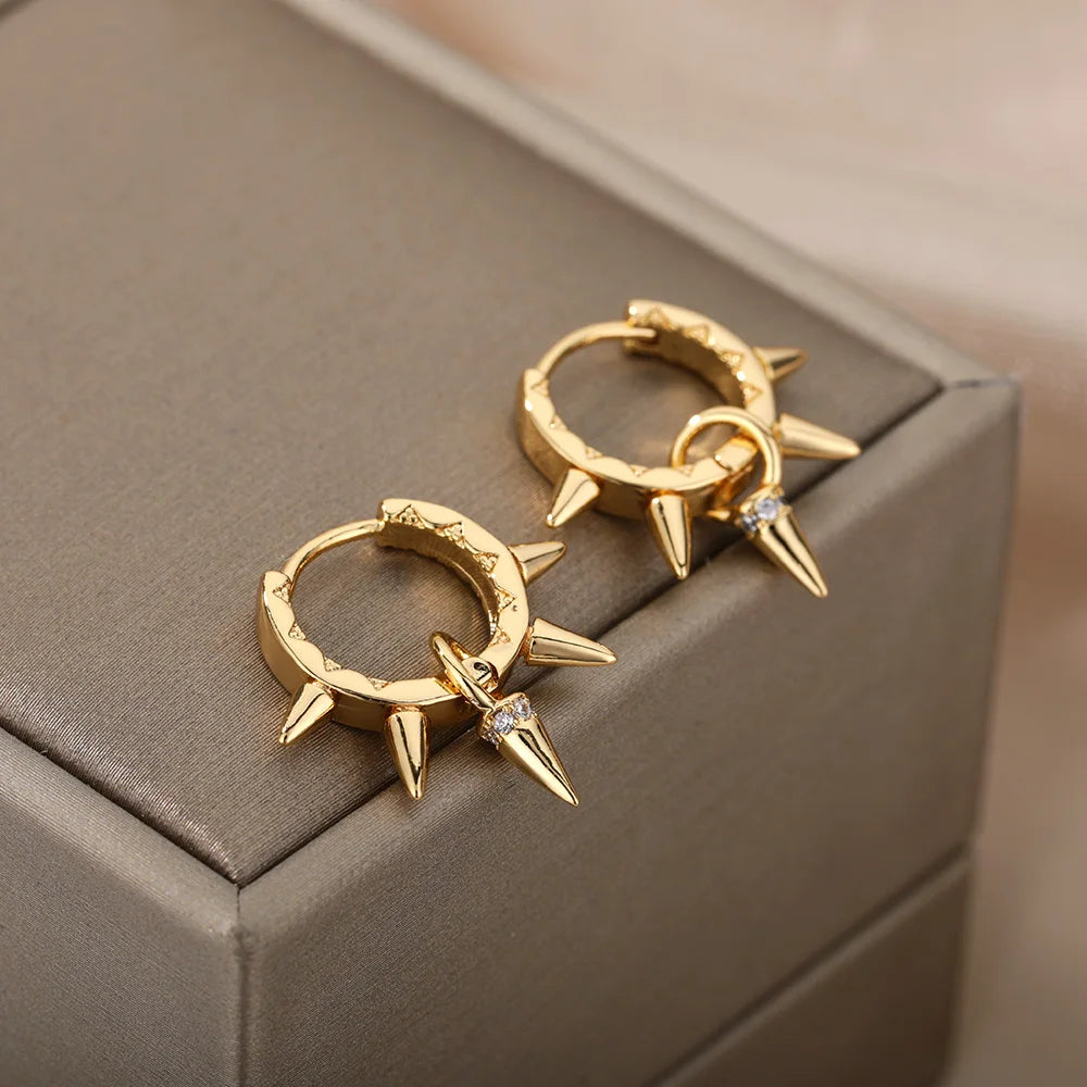 Punk Spike Rivet Hoop Earrings