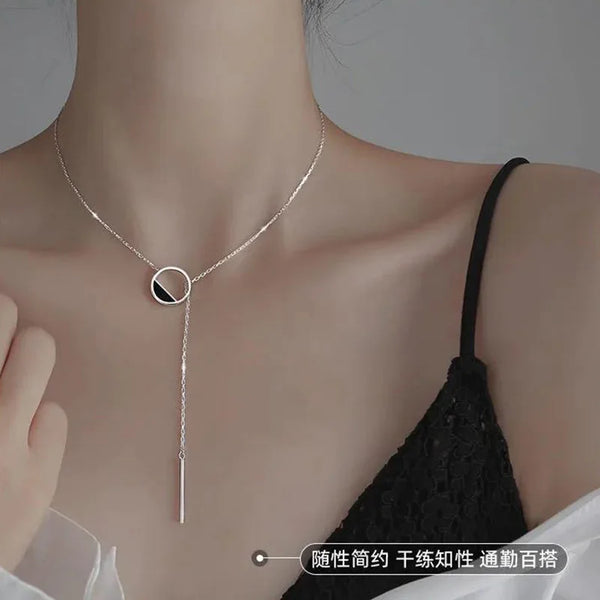 Shiny Delicate Round Rectangle Necklace