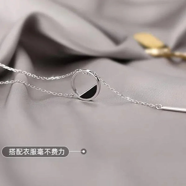 Shiny Delicate Round Rectangle Necklace