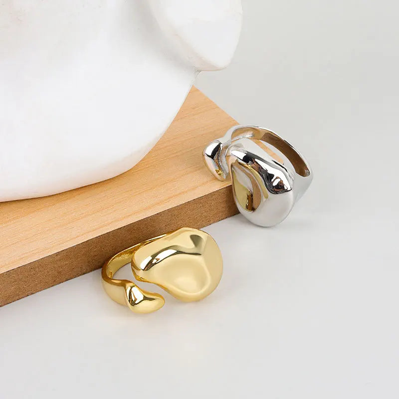 LIVVY Silver Color Irregular Width Open Ring