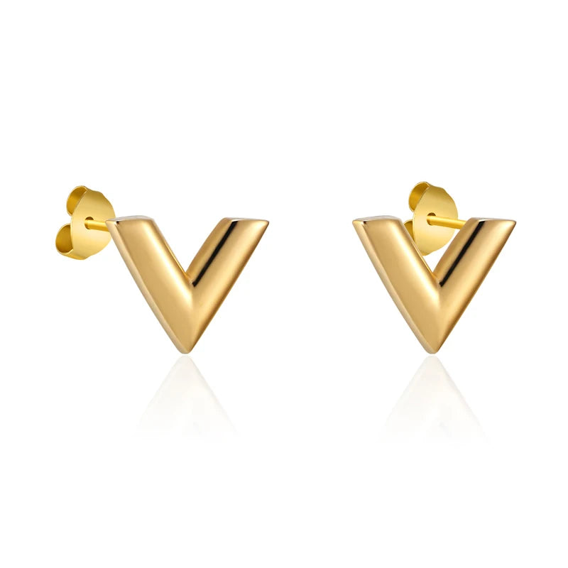 V Letter Earrings