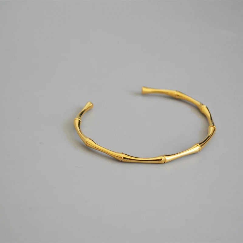 MEYRROYU Stainless Steel Gold Color Bamboo Joint Bangles  Bracelet