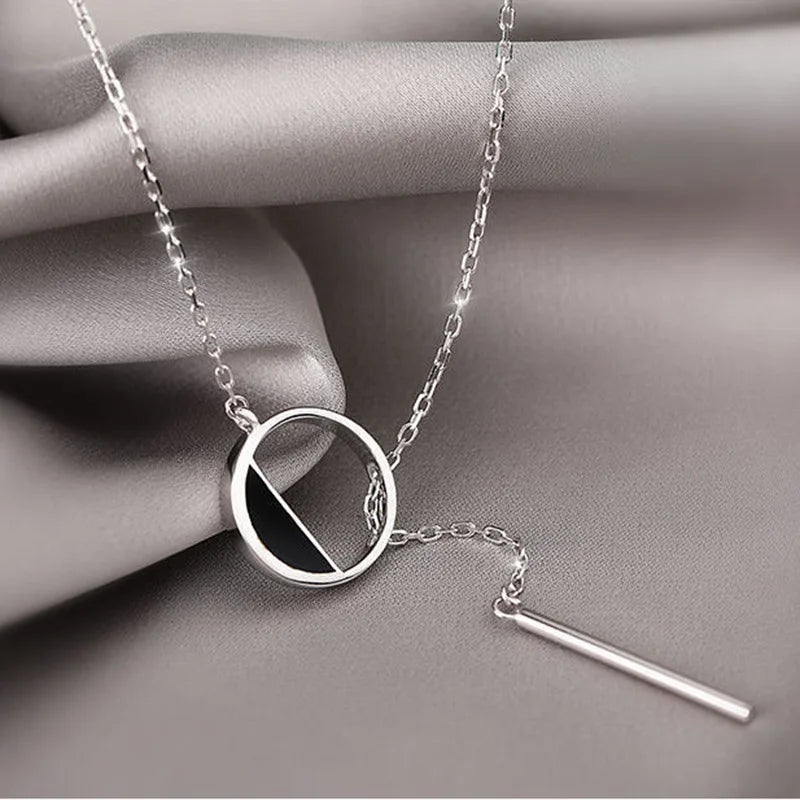 Shiny Delicate Round Rectangle Necklace