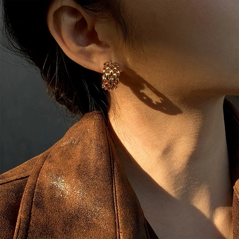 Hemp Chain Woven Circle  Earrings