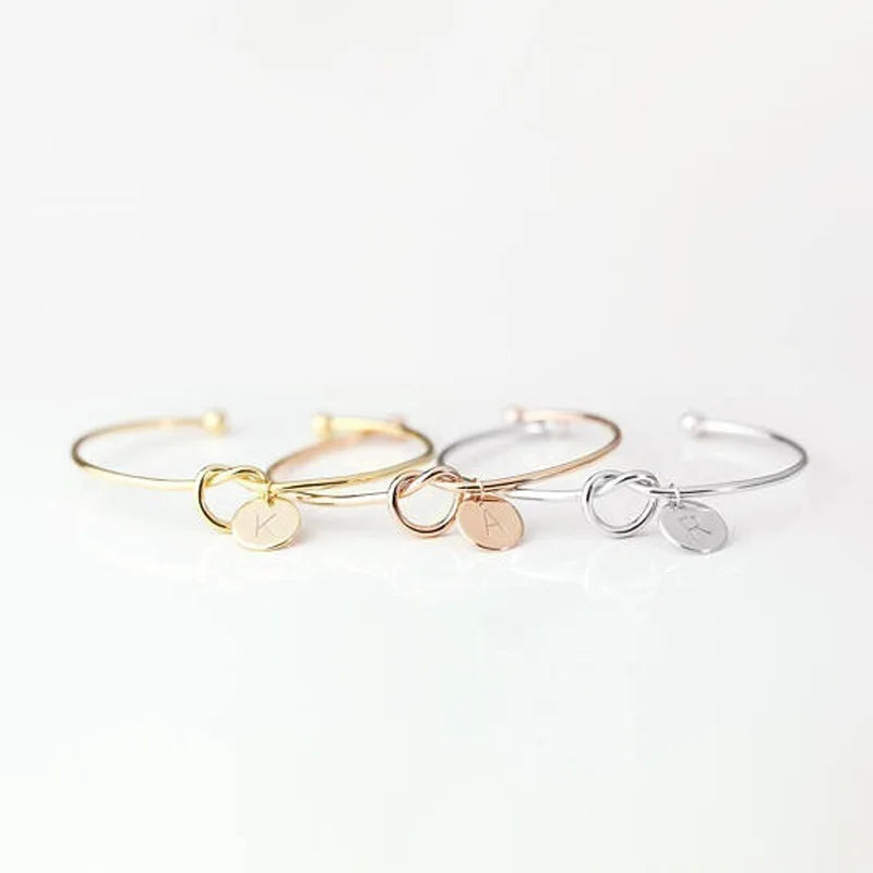 Pulseiras Initial Bracelets Bangles Open Knot Cuff Bangle Bracelets