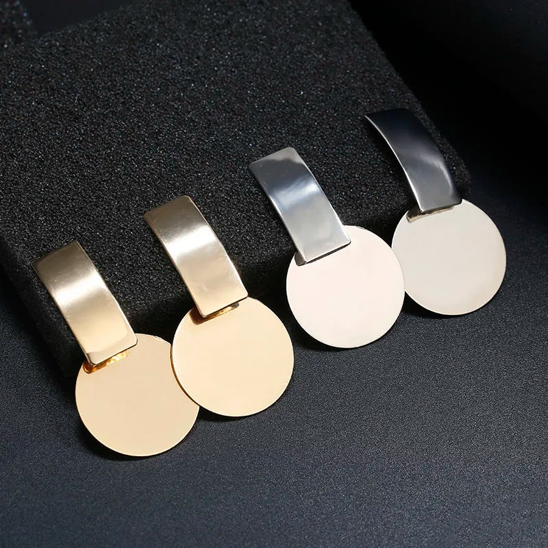 Round Geometric Statement Vintage  Stud Earrings