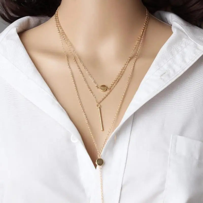 Alloy Metal Bar Choker Necklaces