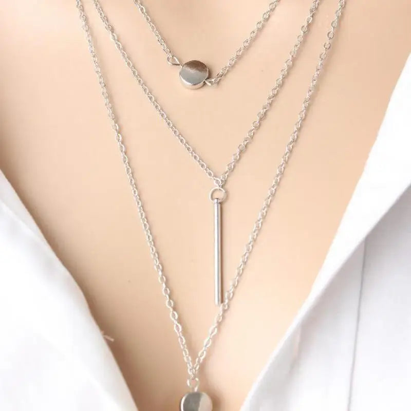 Alloy Metal Bar Choker Necklaces