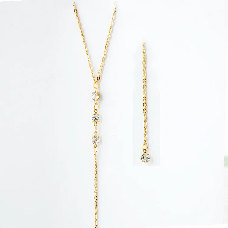 Sleek Minimalist With Rhinestones Sexy Dew Behind The Back Chain Necklace