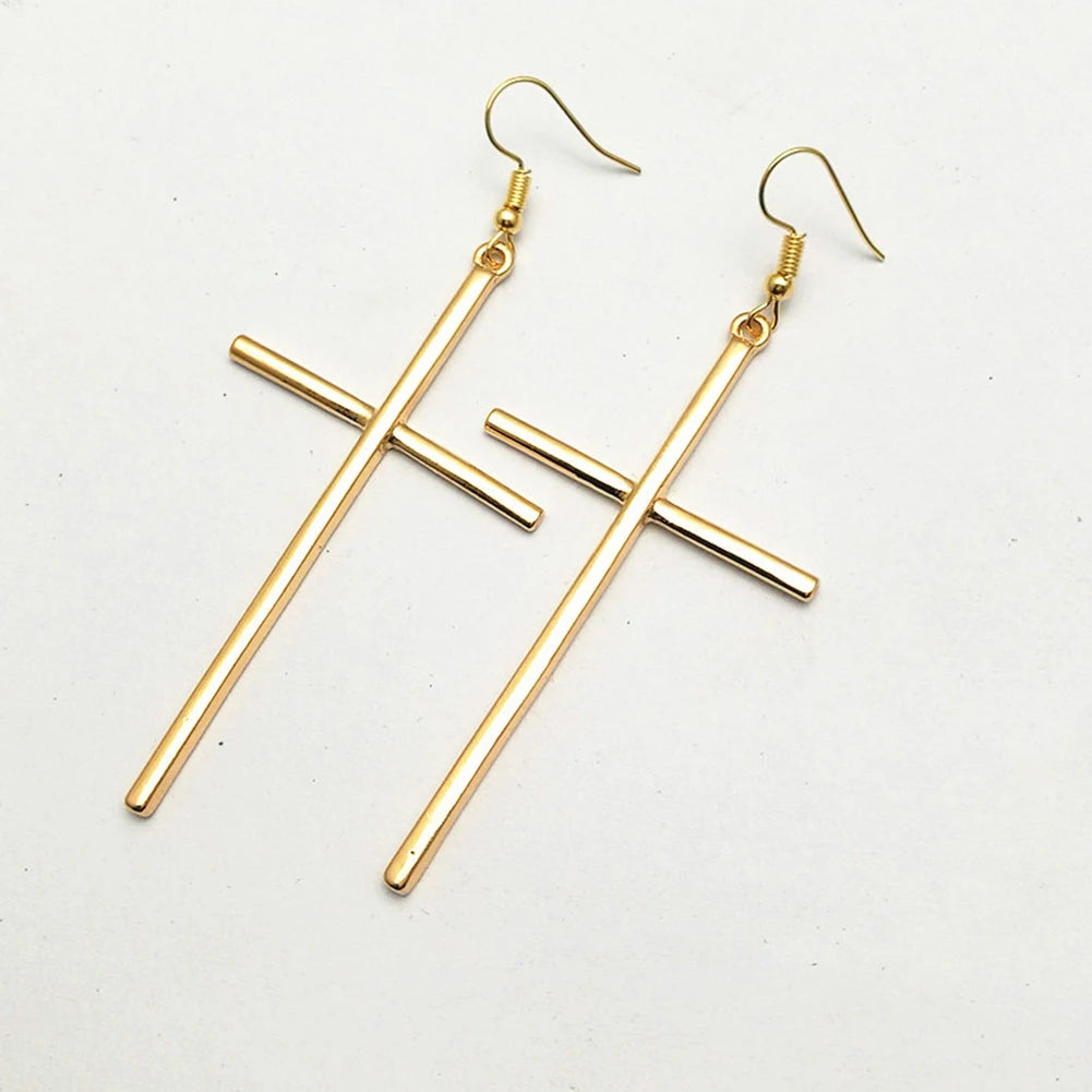 Ethnic Big Cross Long Earrings