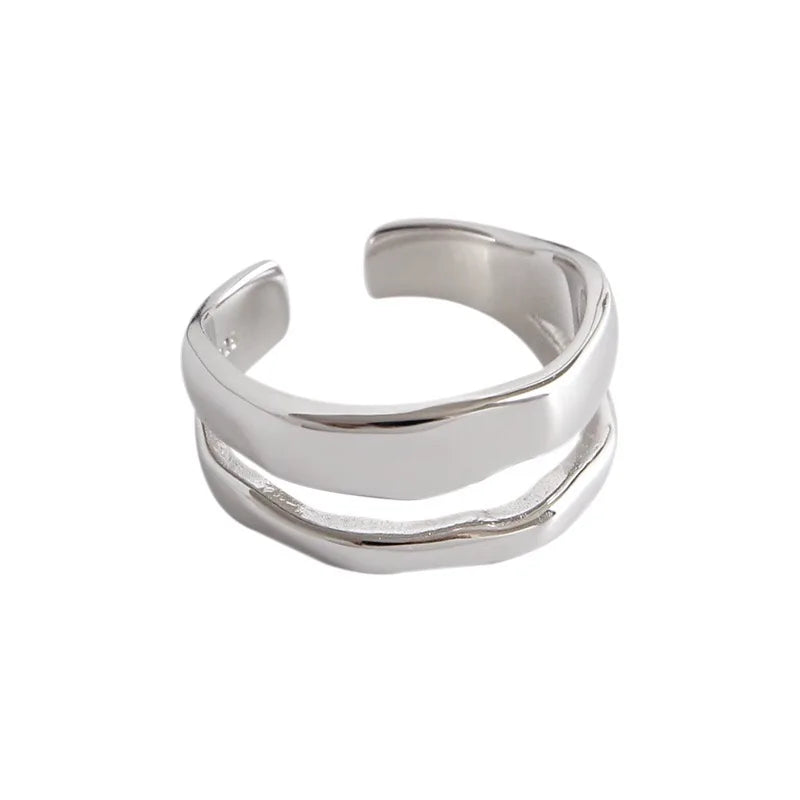 Real 925 sterling silver finger rings for women irregular Trendy fine Jewelry Large Adjustable Antique Rings Anillos