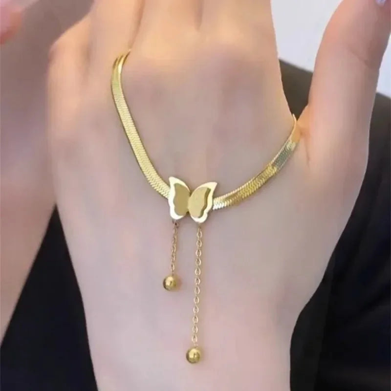 Butterfly Necklace Women  Snake Chains Aesthetic Charm Choker