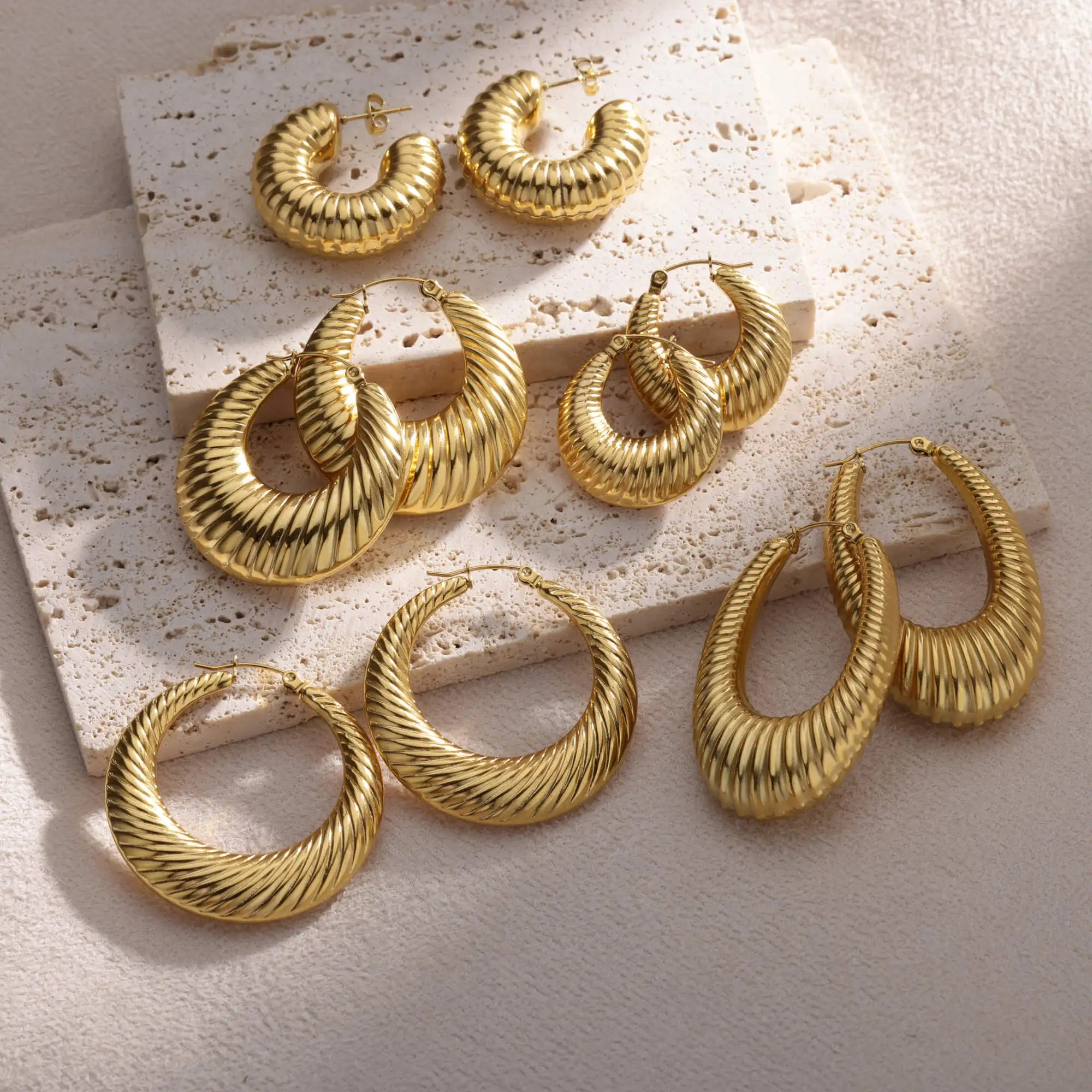 Round Chunky Hoop Earrings