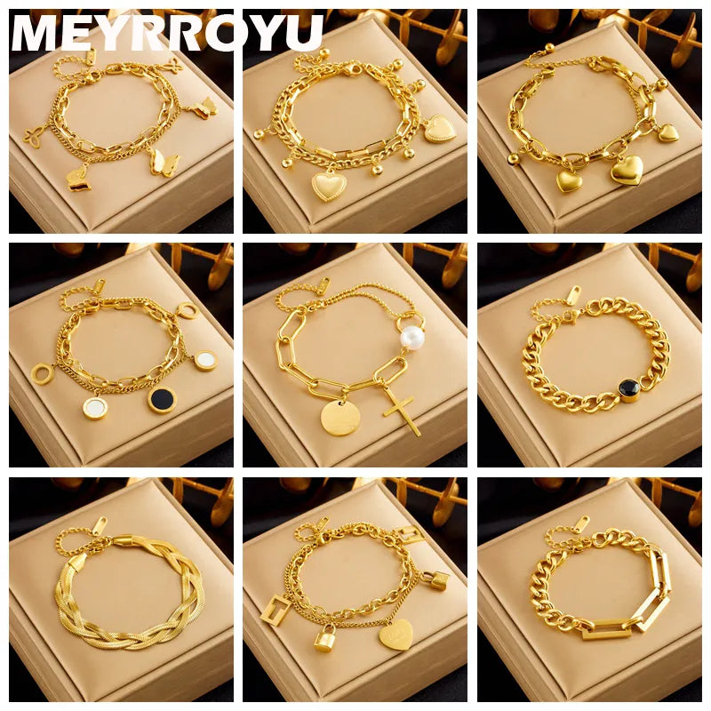 Butterfly Heart Belt Twist Multilayer Chain Bracelet