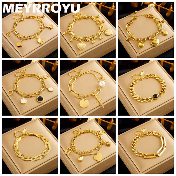 Butterfly Heart Belt Twist Multilayer Chain Bracelet