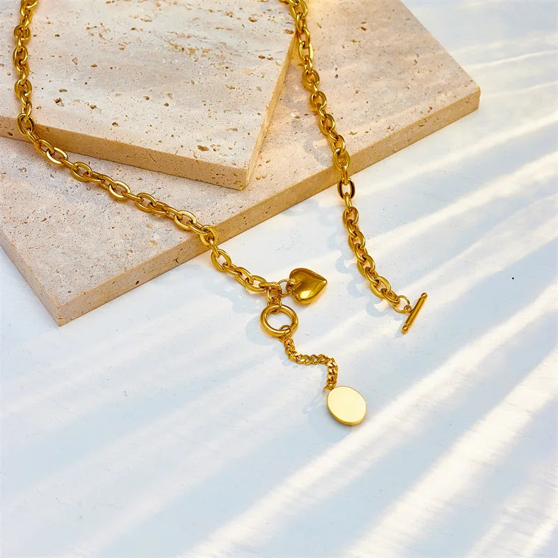 Hollow Heart Charm Clavicle Chain Necklace